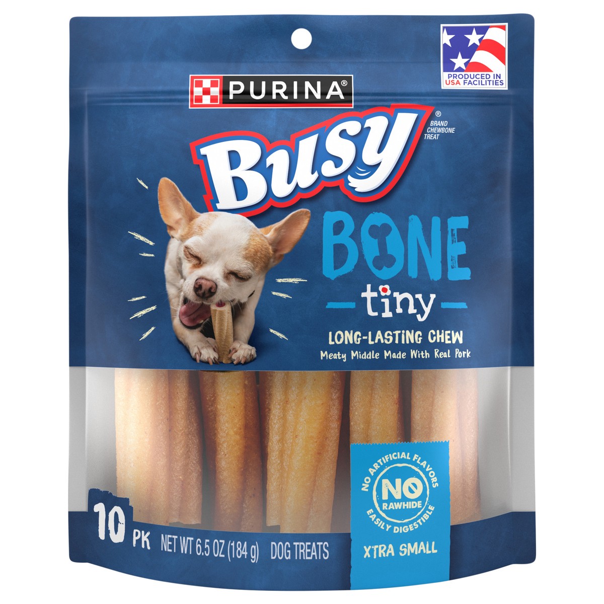 slide 1 of 9, Busy Purina Busy Bone Adult Toy Breed Dog Chew Bone Treats, Tiny, 6.5 oz