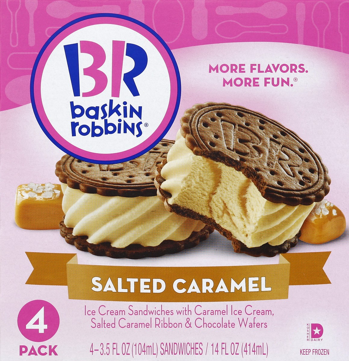 slide 3 of 6, Baskin-Robbins Baskin Robbins Ice Cream Sandwiches Salted Caramel, 4 ct; 14 oz