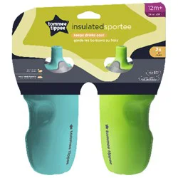Tommee Tippee Insulated Sportee Toddler Water Bottle with Handle 12m+, 2ct
