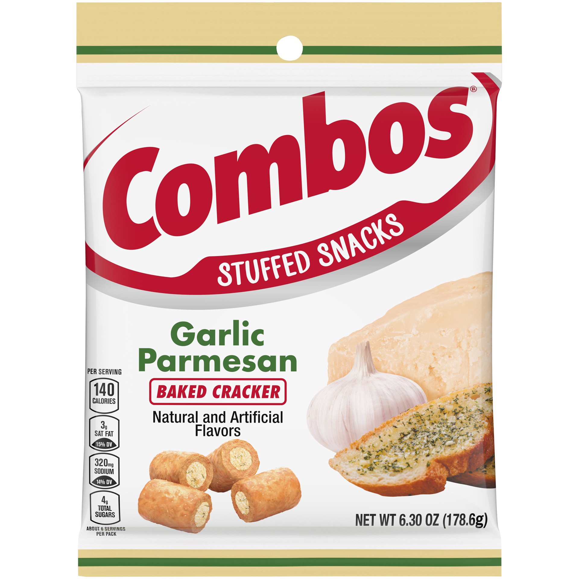 slide 1 of 5, Combos Garlic Parmesan, 6.3 oz