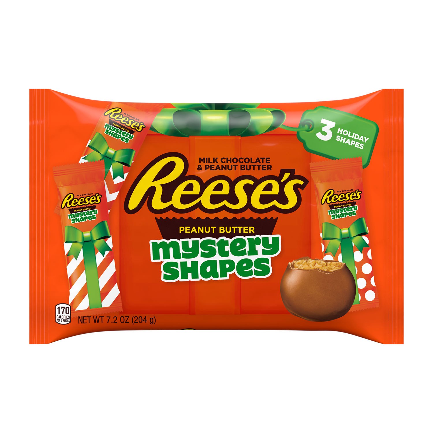 slide 1 of 2, Reese's Milk Chocolate Peanut Butter Mystery Shapes Candy, Christmas, 7.2 oz, Bag, 7.2 oz