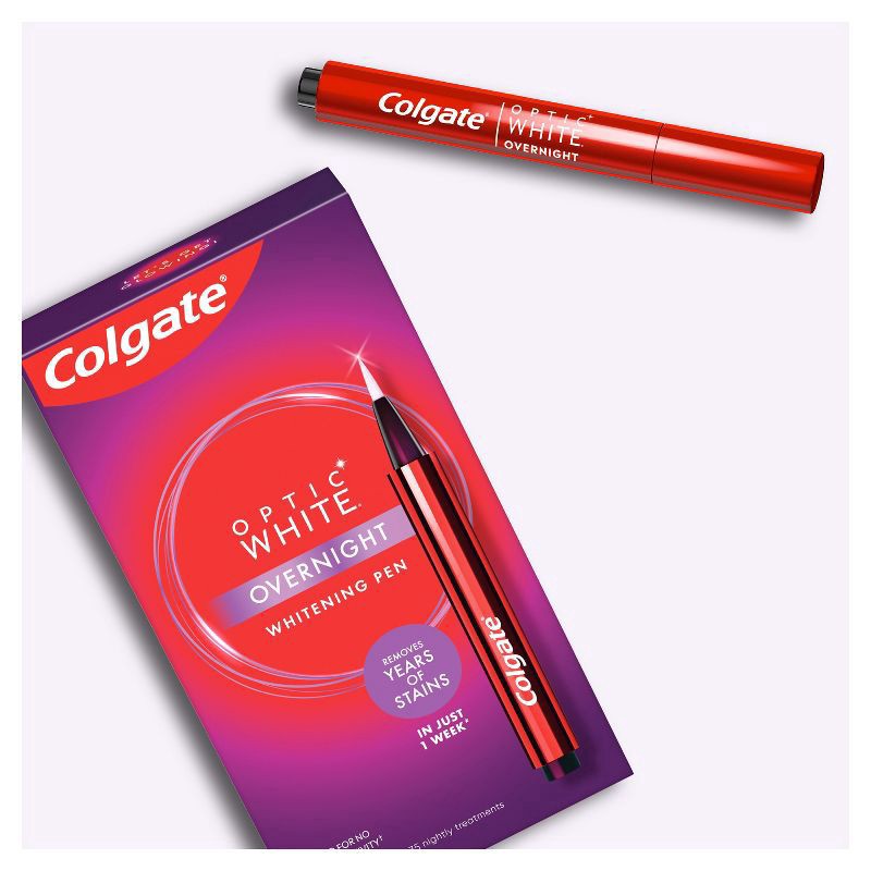 slide 4 of 8, Colgate Optic White Overnight Teeth Whitening Pen with 3% Hydrogen Peroxide Gel Treatment, 0.08 fl oz