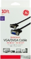 slide 1 of 1, Ge Vga/Svga Extension Cable Hd Db 15F To Hd Db 15M - Black - 10 Foot, 1 ct