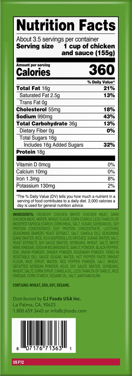 slide 8 of 9, Bibigo Korean Style Crunchy Chicken with Sweet & Spicy Sauce 18 oz. Box, 18 oz