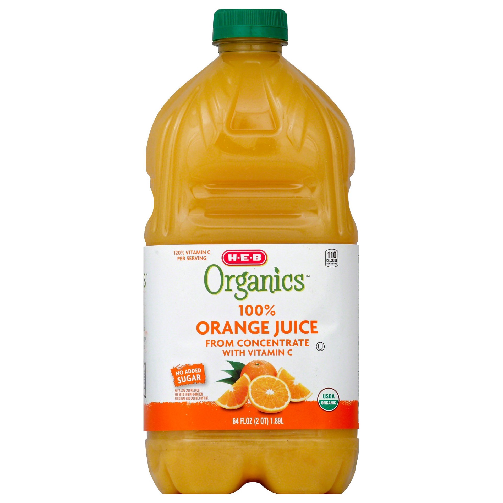 slide 1 of 1, H-E-B 100% Organics Orange Juice - 64 oz, 64 oz