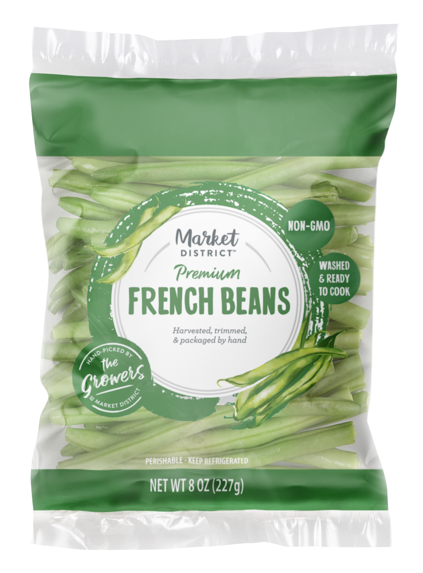 slide 1 of 1, Market District French Beans, 8 oz