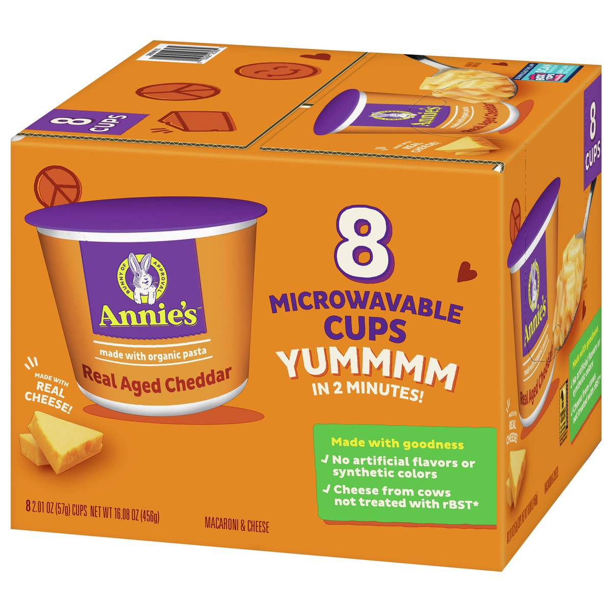 slide 6 of 9, Annie's Real Aged Cheddar Macaroni & Cheese, Microwavable Mac & Cheese, 8 count, 8 ct