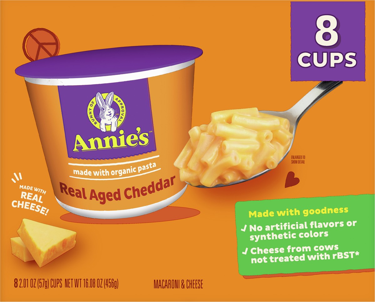 slide 2 of 9, Annie's Real Aged Cheddar Macaroni & Cheese, Microwavable Mac & Cheese, 8 count, 8 ct