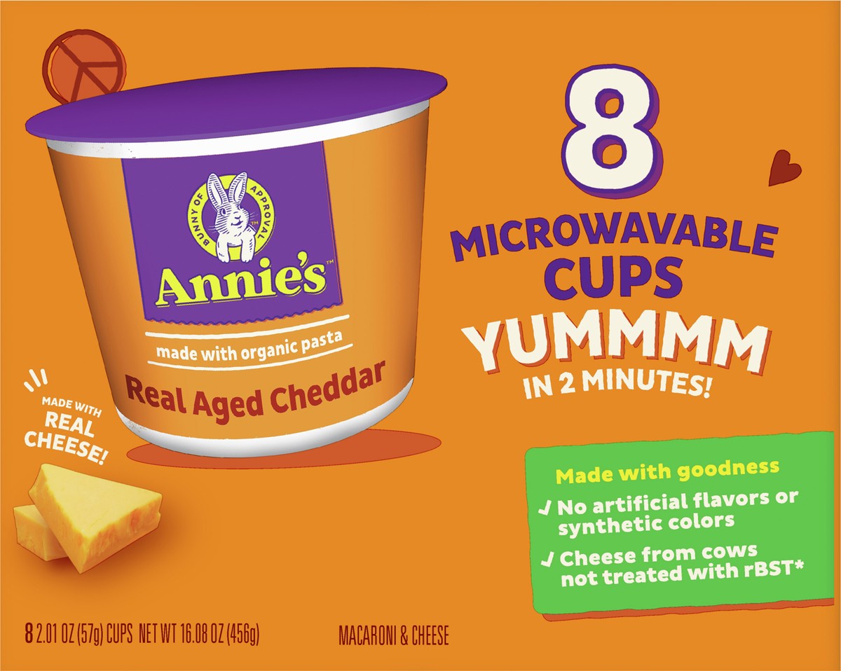 slide 7 of 9, Annie's Real Aged Cheddar Macaroni & Cheese, Microwavable Mac & Cheese, 8 count, 8 ct