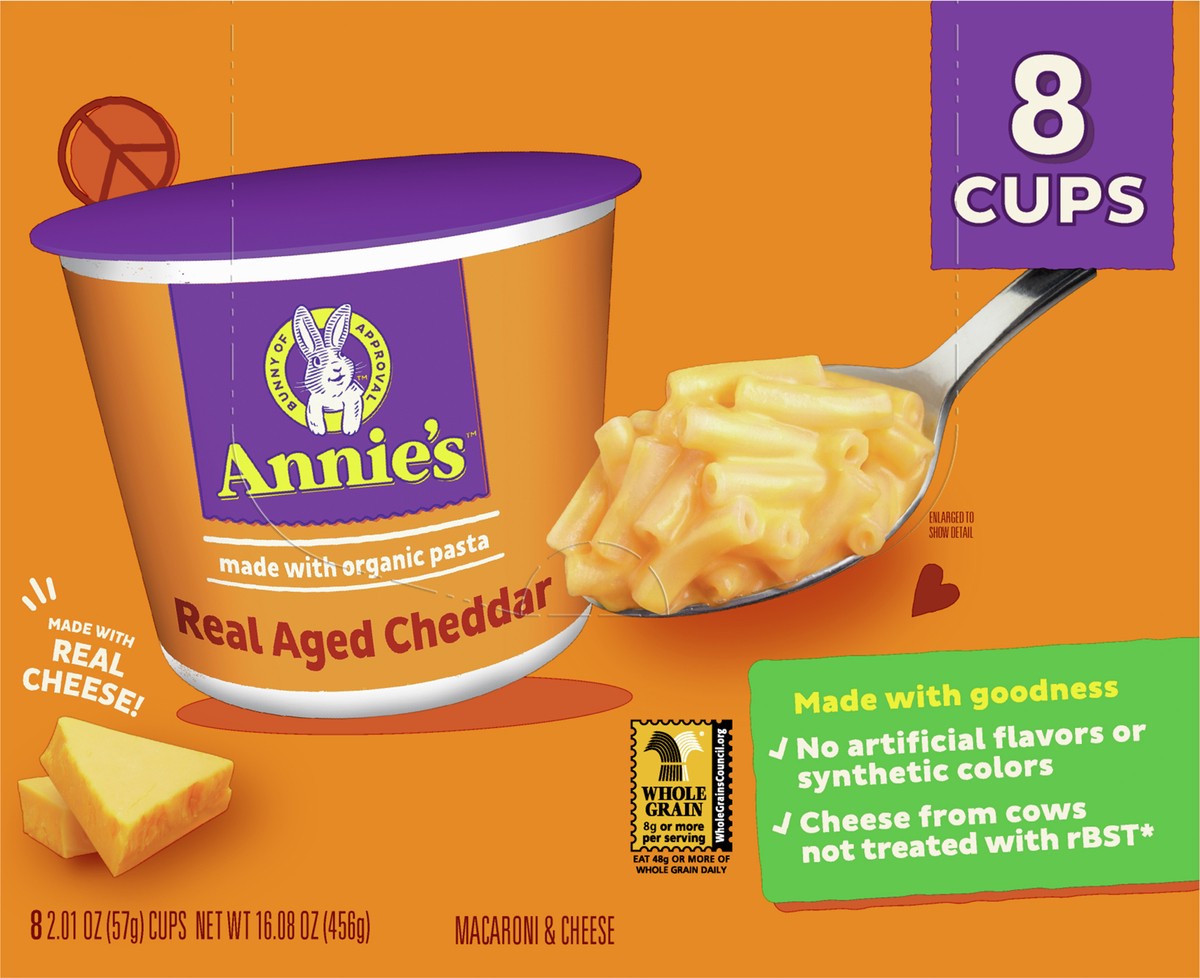 slide 9 of 9, Annie's Real Aged Cheddar Macaroni & Cheese, Microwavable Mac & Cheese, 8 count, 8 ct