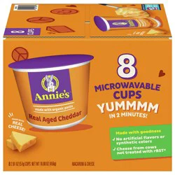 Annie's Real Aged Cheddar Microwave Mac & Cheese with Organic Pasta, 8 Ct, 2.01 OZ Cups