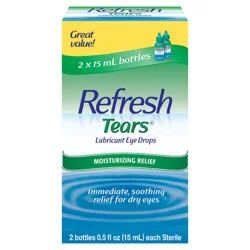 Refresh Tears Lubricant Eye Drops Preserved Tears, 2 Count, 2x0.5 fl oz (30 mL)
