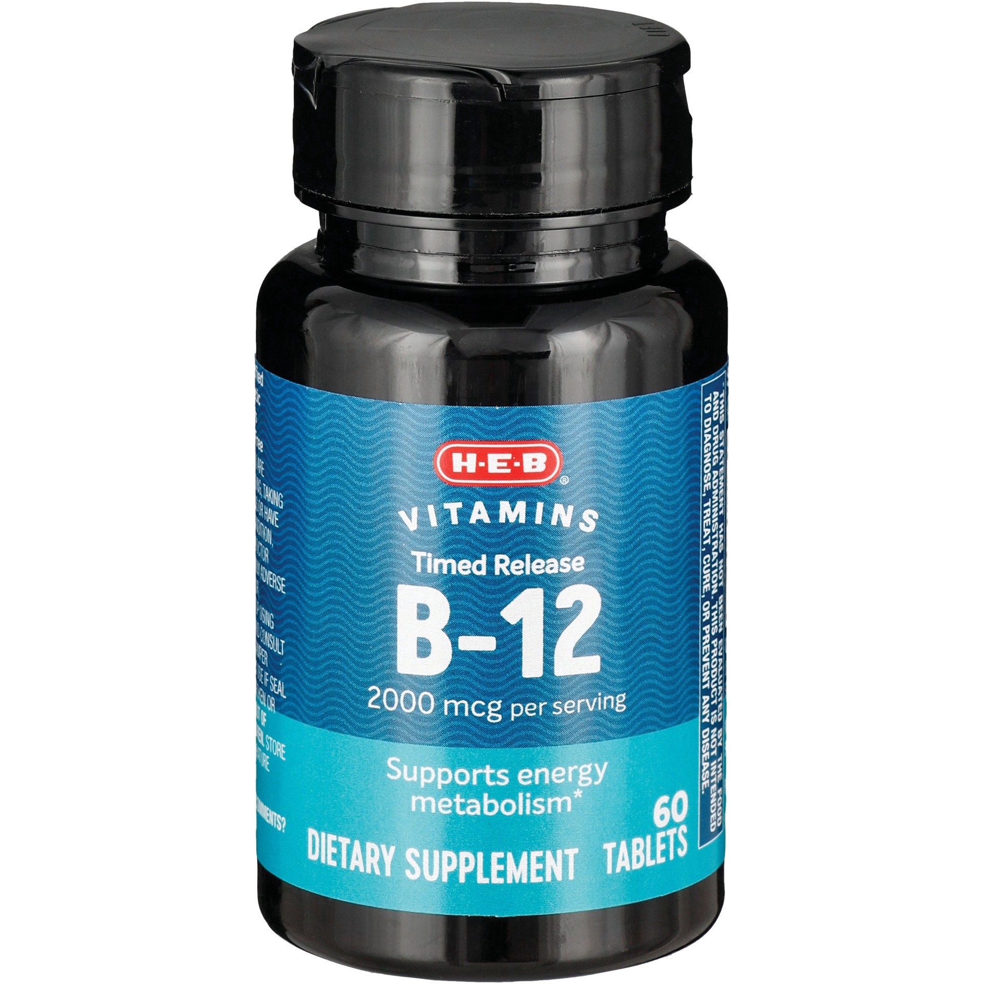 slide 1 of 1, H-E-B Vitamins B-12 2,000 mcg Timed Release Tablets, 60 ct