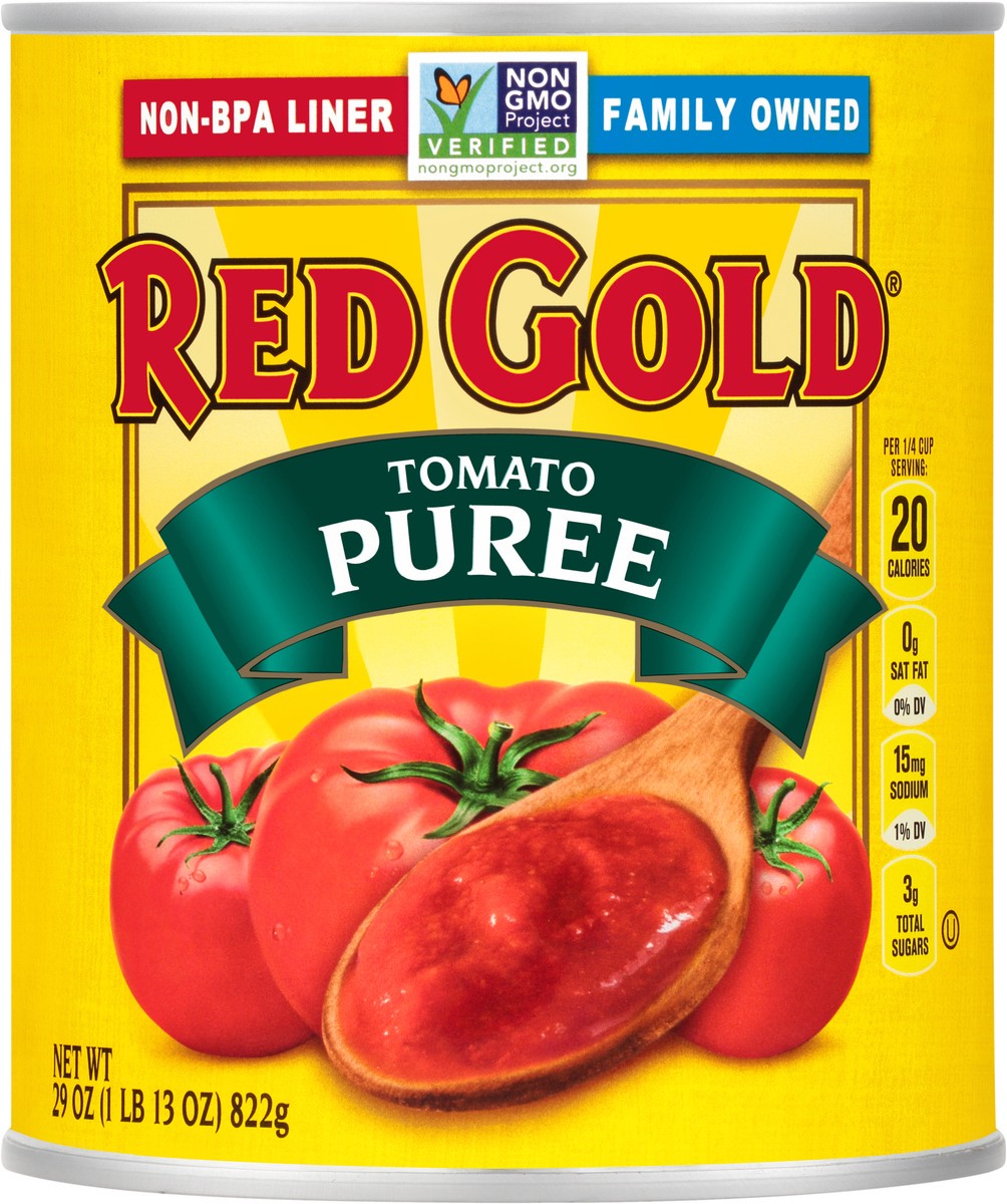 slide 7 of 9, Red Gold Tomato Puree, 29 oz