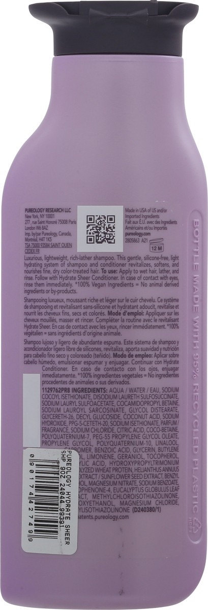 slide 9 of 12, Pureology Hydrate Sheer Shampoo 9 fl oz, 9 fl oz