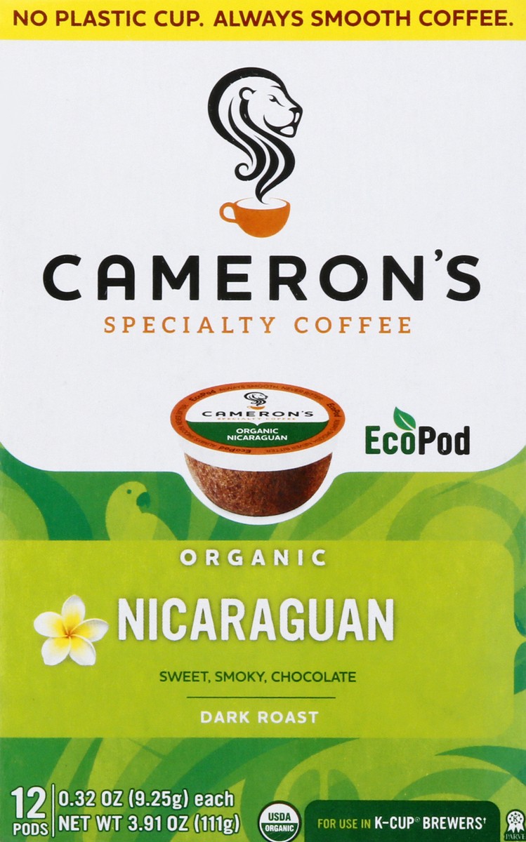 slide 6 of 9, Cameron's Organic Dark Roast EcoPods Nicaraguan Coffee 12 ea, 12 ct