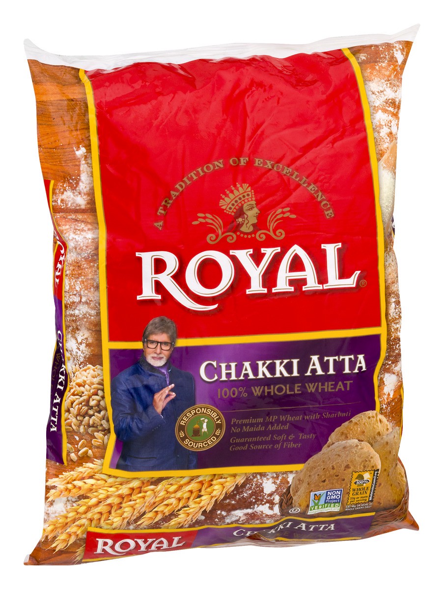 slide 2 of 9, Royal Chakki Atta 100% Whole Wheat, 20 lb