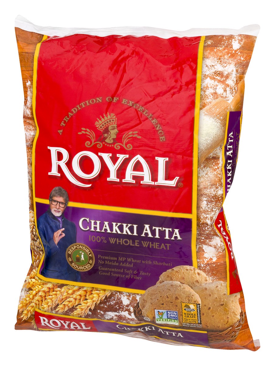 slide 4 of 9, Royal Chakki Atta 100% Whole Wheat, 20 lb