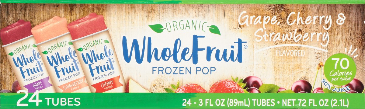 slide 2 of 12, Whole Fruit Organic Grape, Cherry & Strawberry Frozen Pop 24 - 3 fl oz Tubes, 24 ct