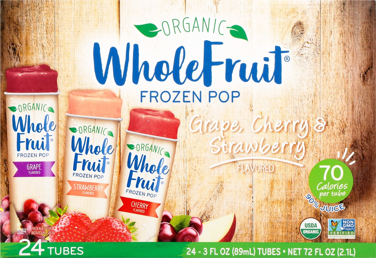 slide 8 of 12, Whole Fruit Organic Grape, Cherry & Strawberry Frozen Pop 24 - 3 fl oz Tubes, 24 ct