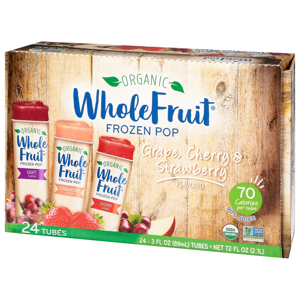 slide 10 of 12, Whole Fruit Organic Grape, Cherry & Strawberry Frozen Pop 24 - 3 fl oz Tubes, 24 ct