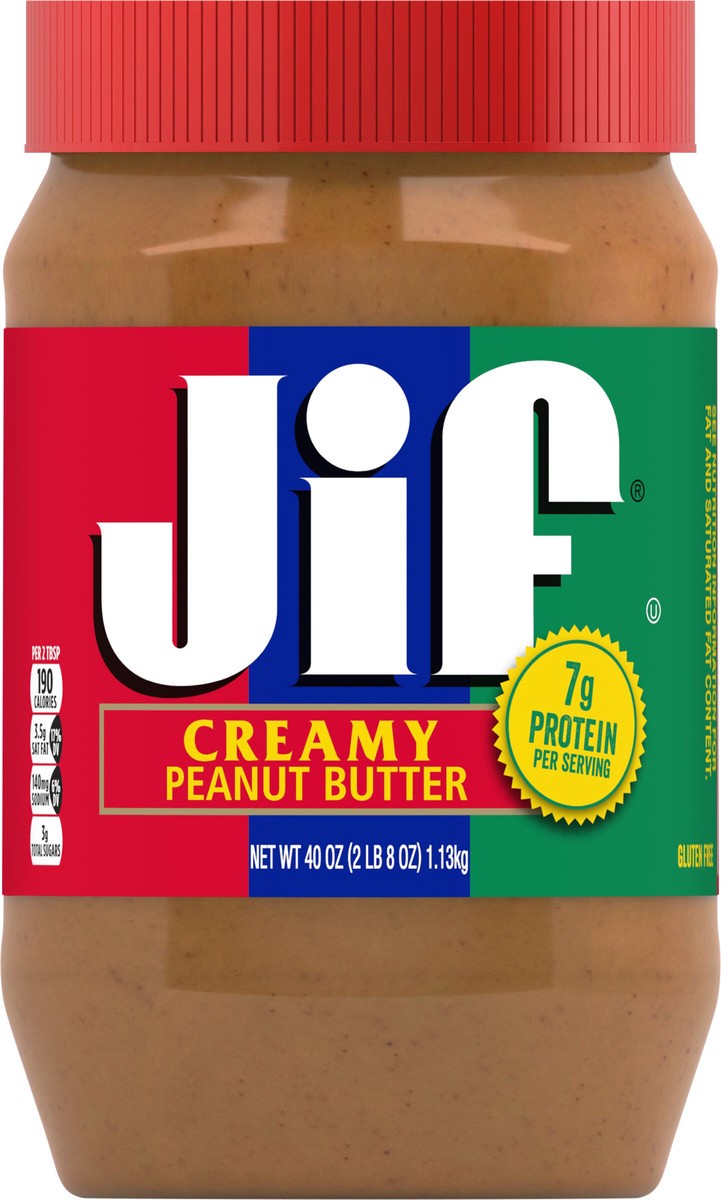 slide 2 of 9, Jif Creamy Peanut Butter, 40 Ounces, 40 oz