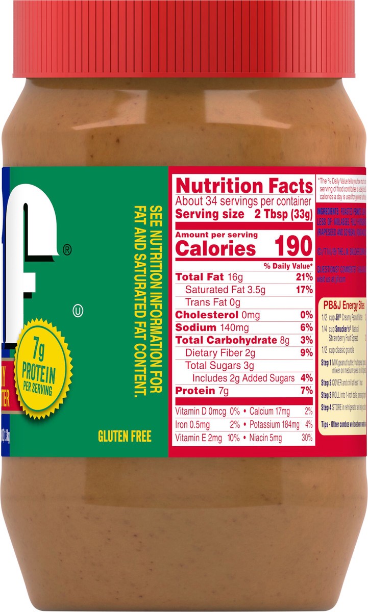 slide 4 of 9, Jif Creamy Peanut Butter, 40 Ounces, 40 oz