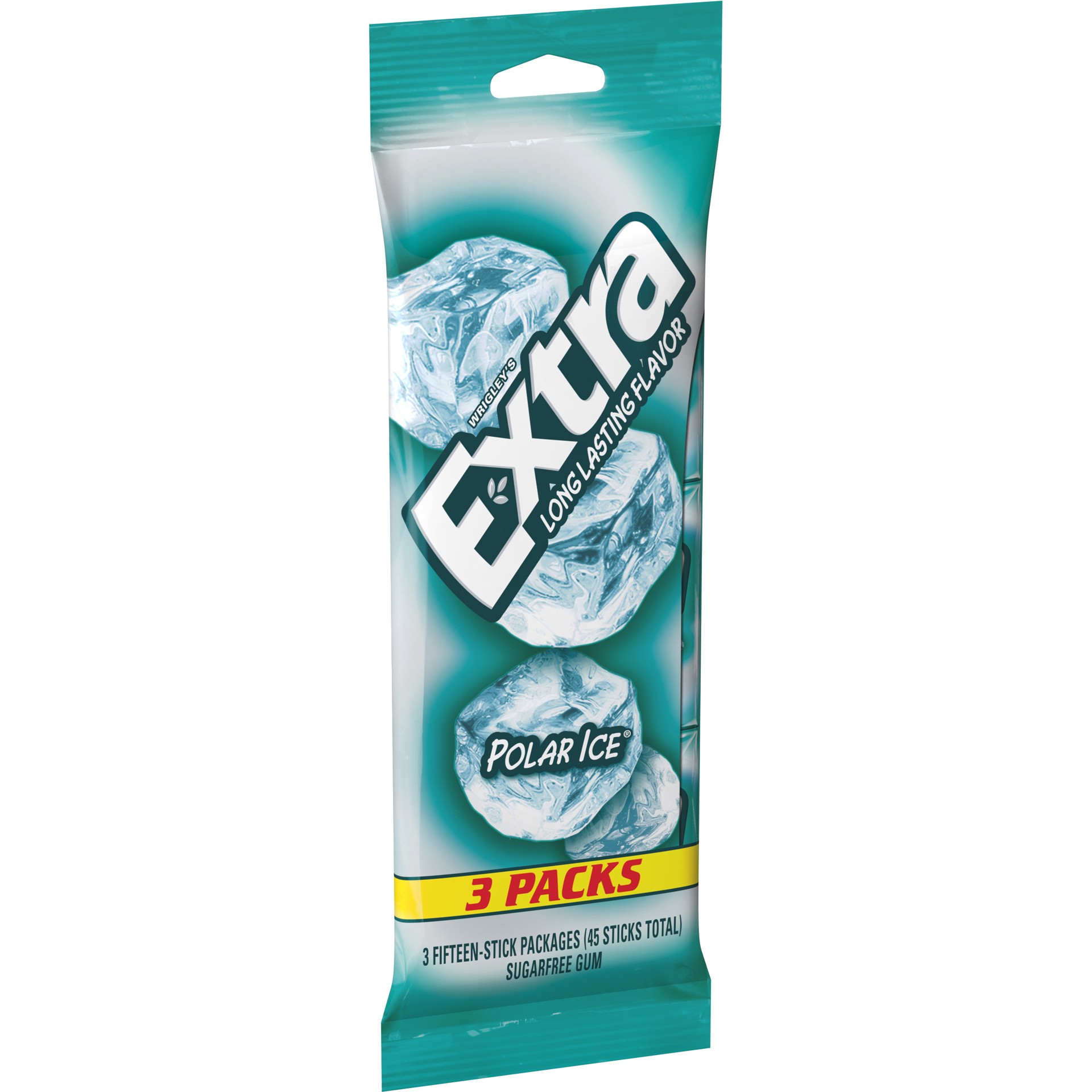 slide 1 of 8, EXTRA Polar Ice Sugar Free Chewing Gum, 15 ct (3 Pack), 45 pc