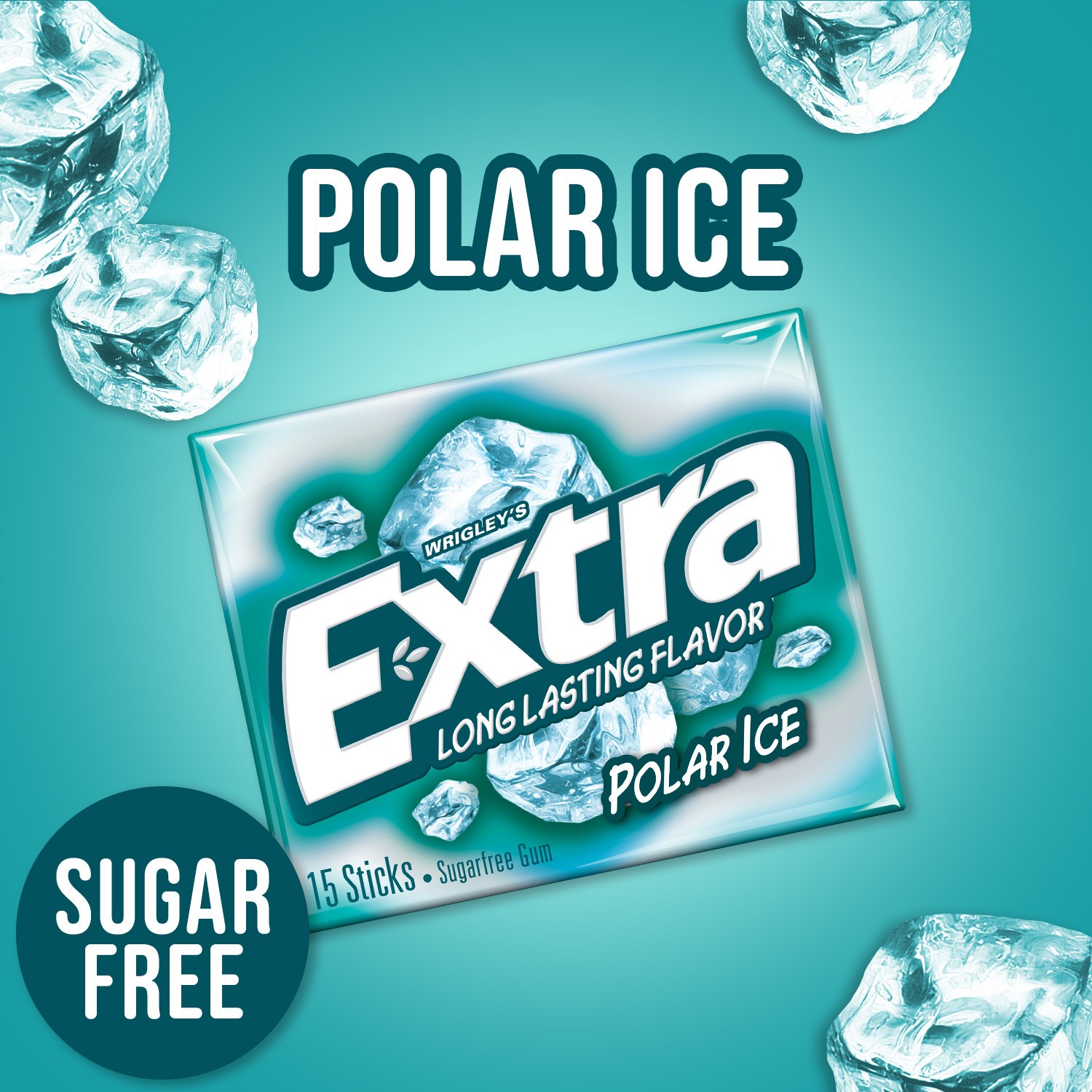 slide 7 of 8, EXTRA Polar Ice Sugar Free Chewing Gum, 15 ct (3 Pack), 45 pc