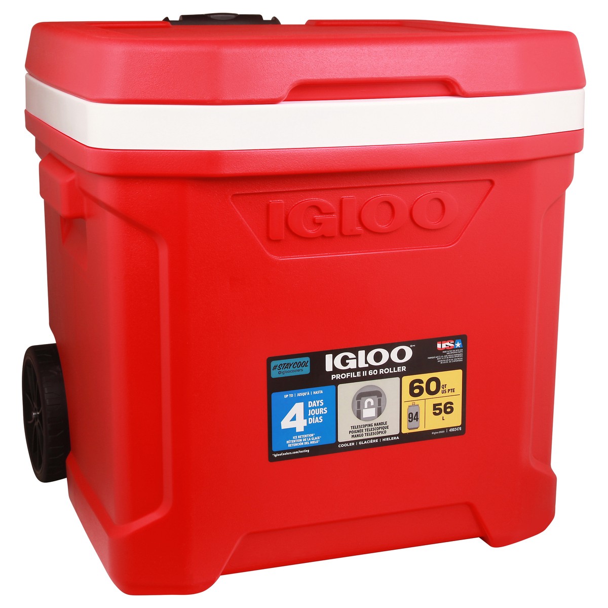 slide 2 of 11, Igloo Red 60Qt Roller Cooler, 1 ct