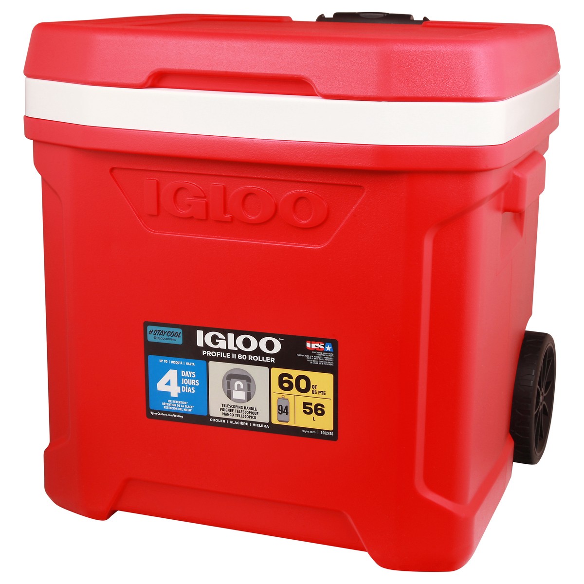 slide 6 of 11, Igloo Red 60Qt Roller Cooler, 1 ct