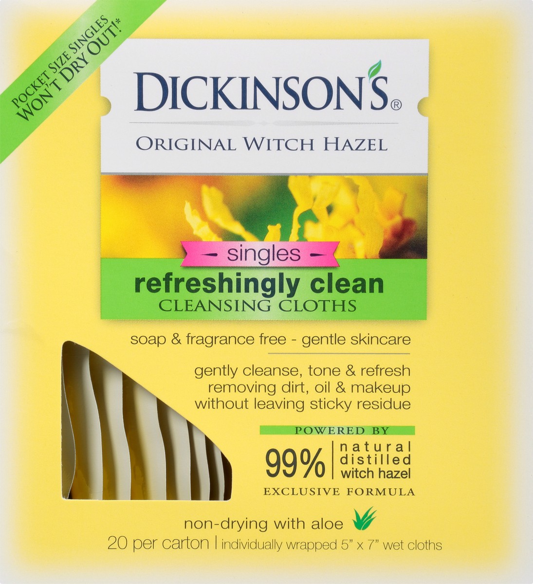 slide 2 of 9, Dickinson's Witch Hazel Daily Facial Towelettes, 20 ct