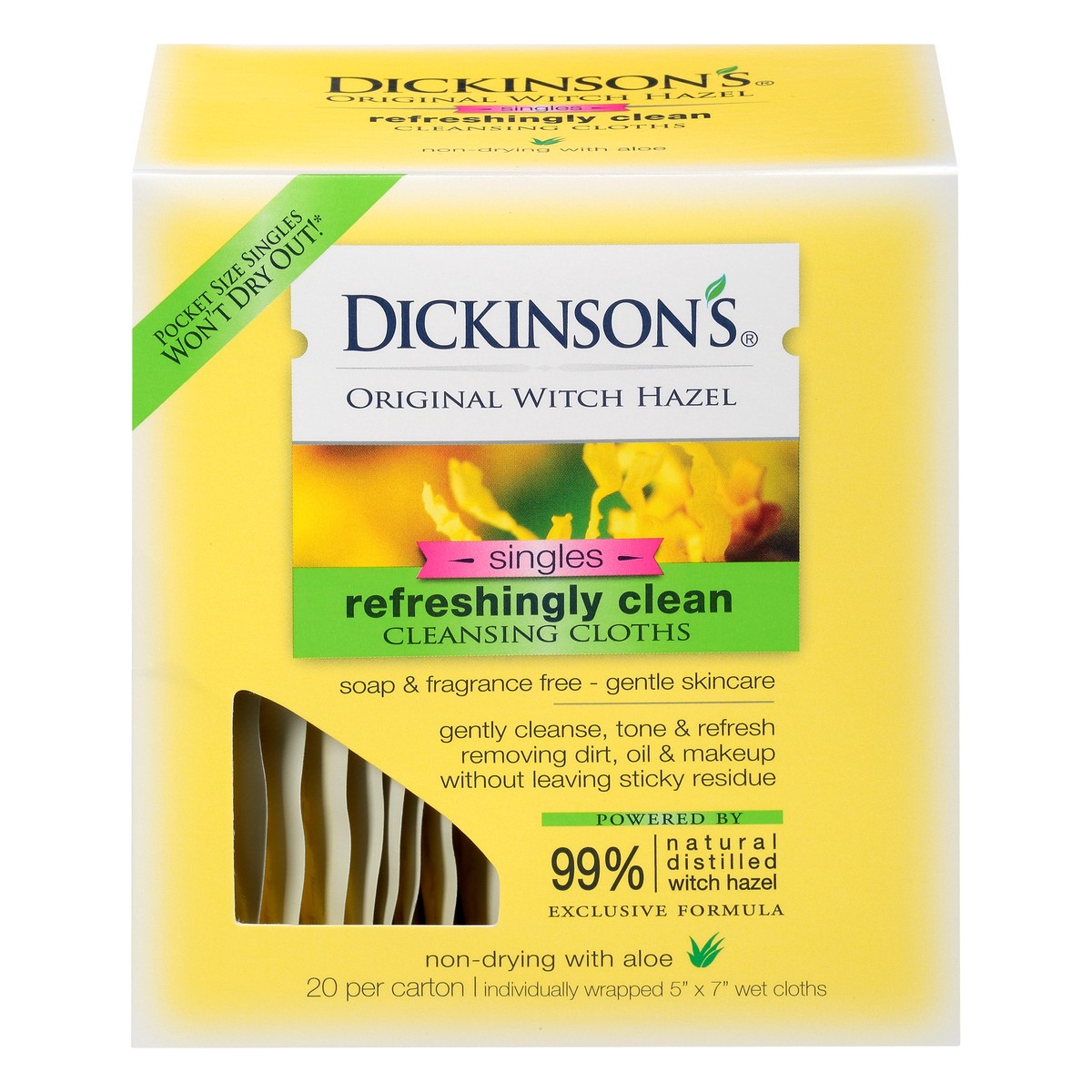 slide 1 of 9, Dickinson's Witch Hazel Daily Facial Towelettes, 20 ct