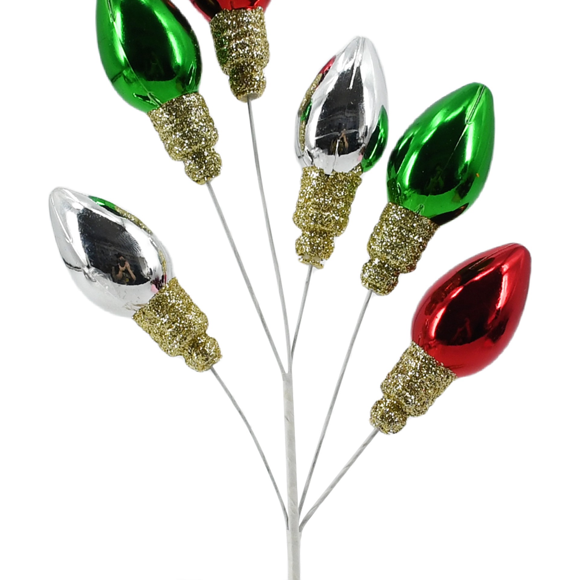 slide 3 of 4, 11.5" Red, Green & Silver Bulb Pick By Ashland, 11.5 in