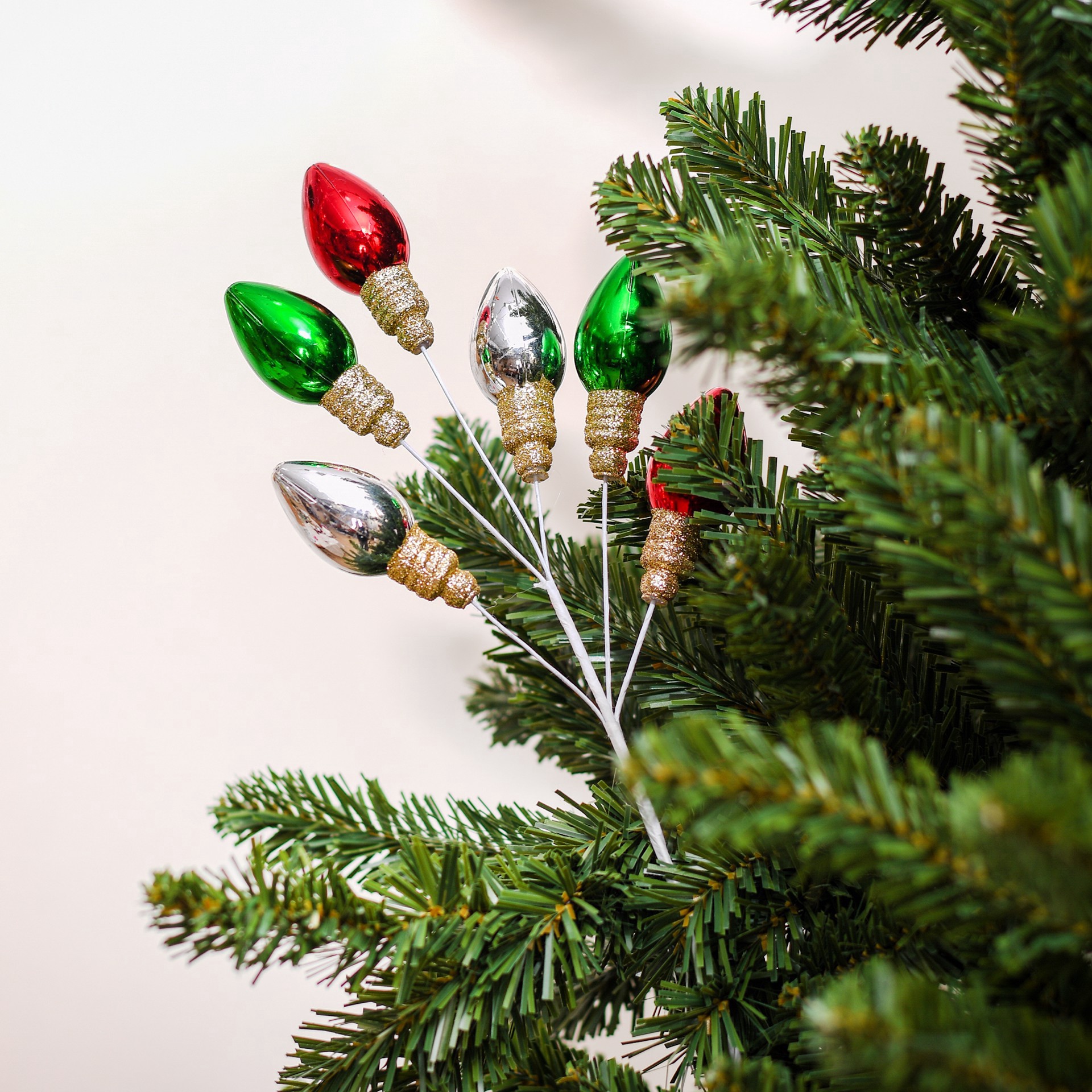 slide 2 of 4, 11.5" Red, Green & Silver Bulb Pick By Ashland, 11.5 in