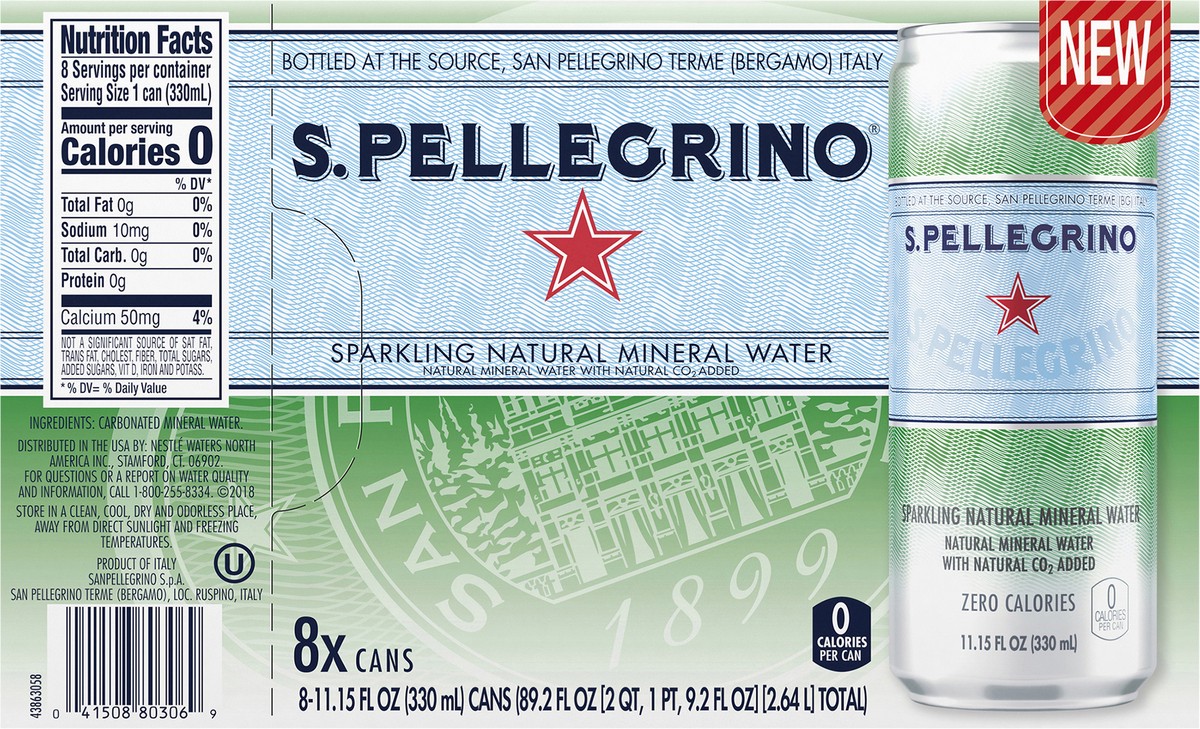 slide 4 of 7, S.Pellegrino SAN PELLEGRINO ESSENZA Mineral water Sparkling Can (8x330ml), 8 ct; 300 ml