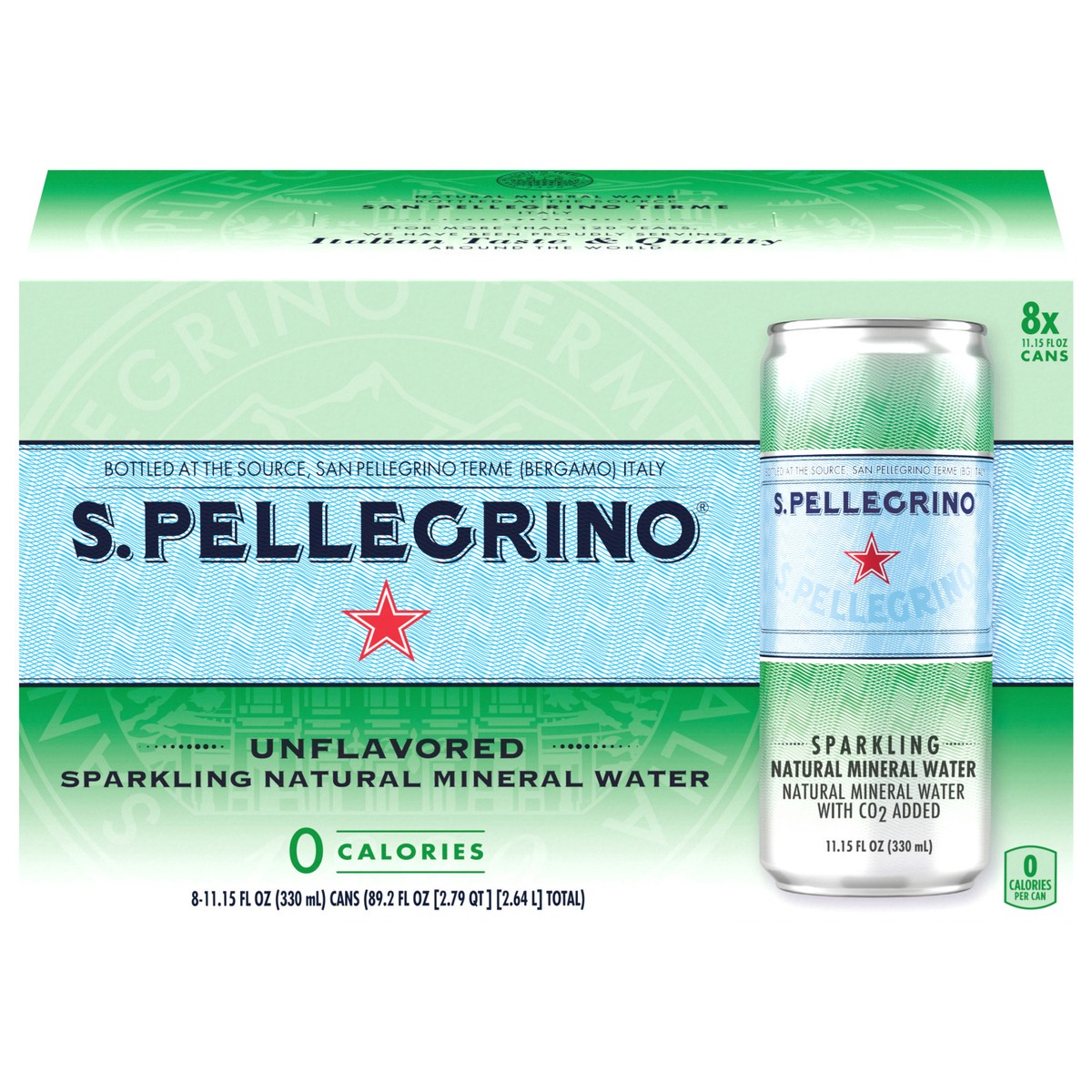 slide 1 of 7, S.Pellegrino SAN PELLEGRINO ESSENZA Mineral water Sparkling Can - 89.2 oz, 8 ct; 11.15 oz