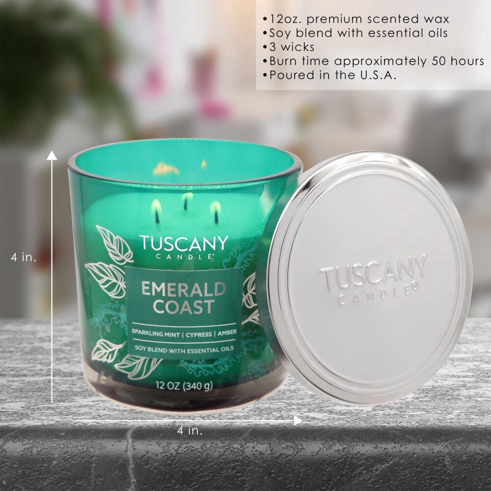 slide 2 of 4, Tuscany Scented Jar Candle Emerald Coast, 12 oz