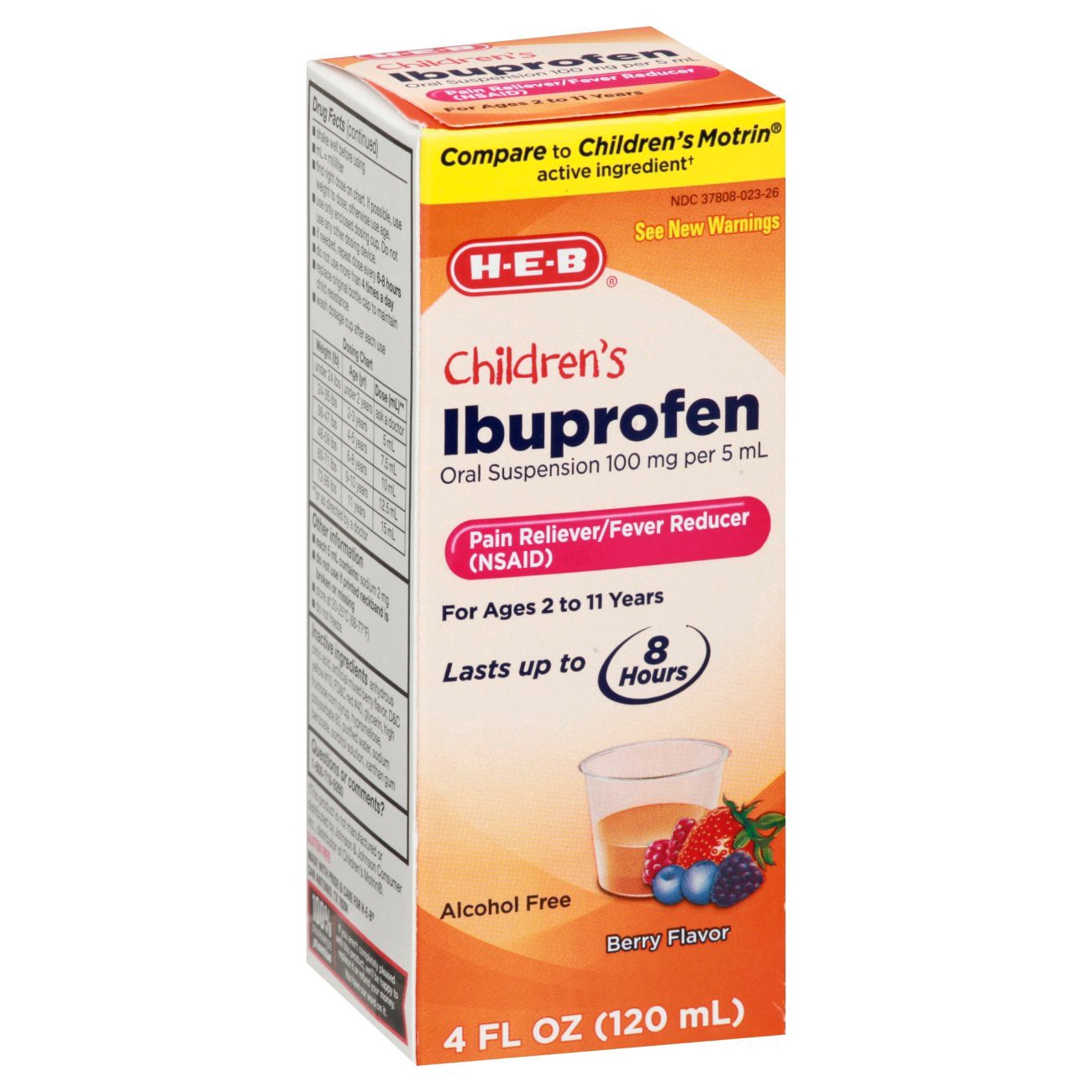 slide 1 of 1, H-E-B Children's Ibuprofen Pain & Fever Relief Liquid – 100 mg, 4 oz