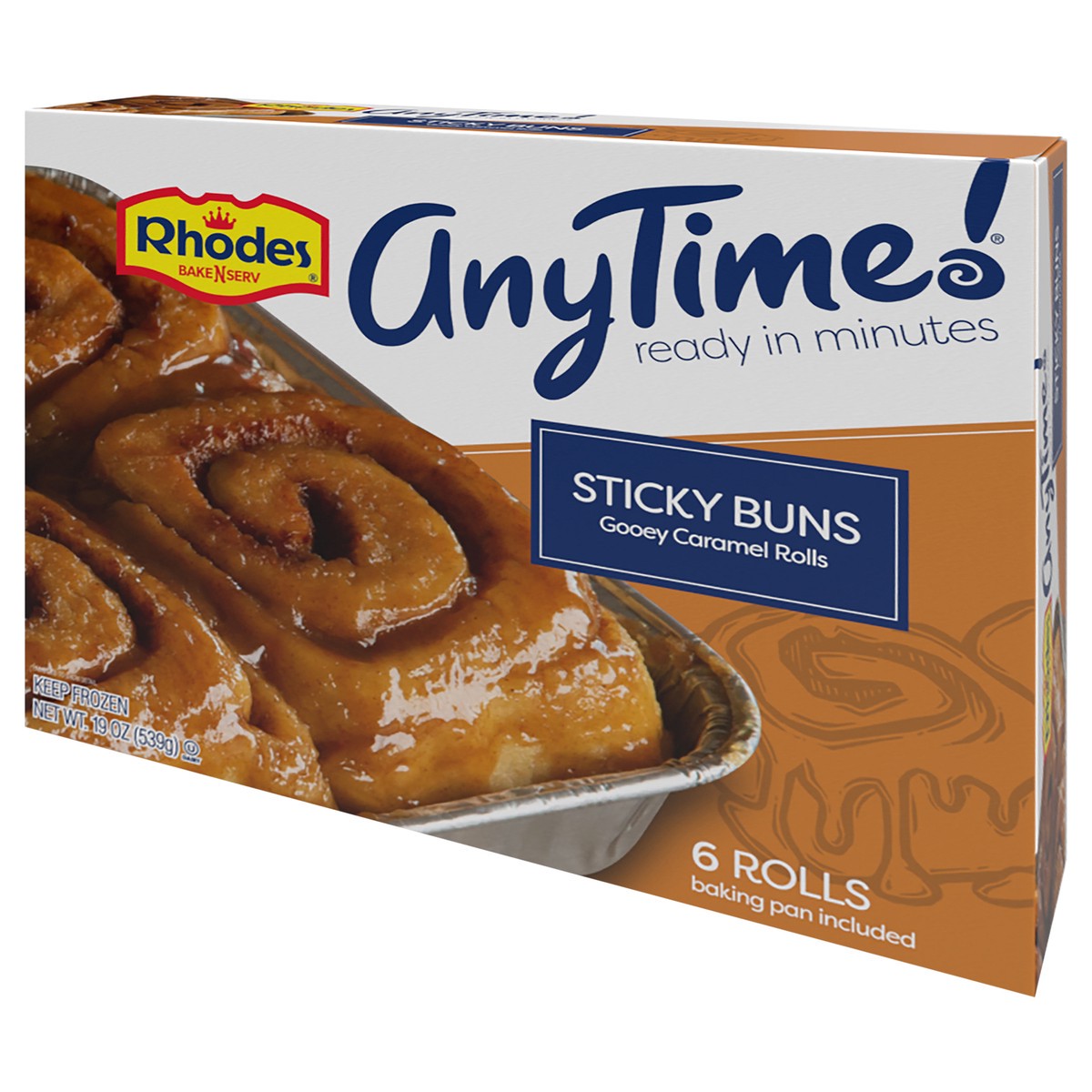 slide 3 of 4, Rhodes Bake-N-Serv Rhodes AnyTime! Sticky Buns with Caramel 6 ea , 6 ct