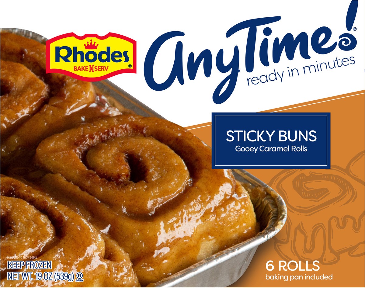 slide 4 of 4, Rhodes Bake-N-Serv Rhodes AnyTime! Sticky Buns with Caramel 6 ea , 6 ct