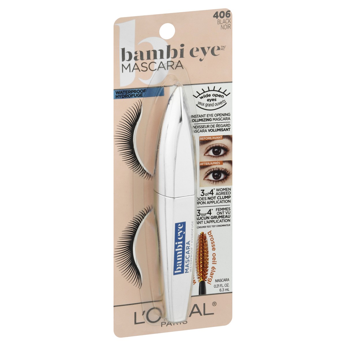slide 2 of 9, L'Oréal L'Oreal Paris Bambi Eye Waterproof Mascara Lasting Volume Black - 0.21 fl oz, 0.21 fl oz