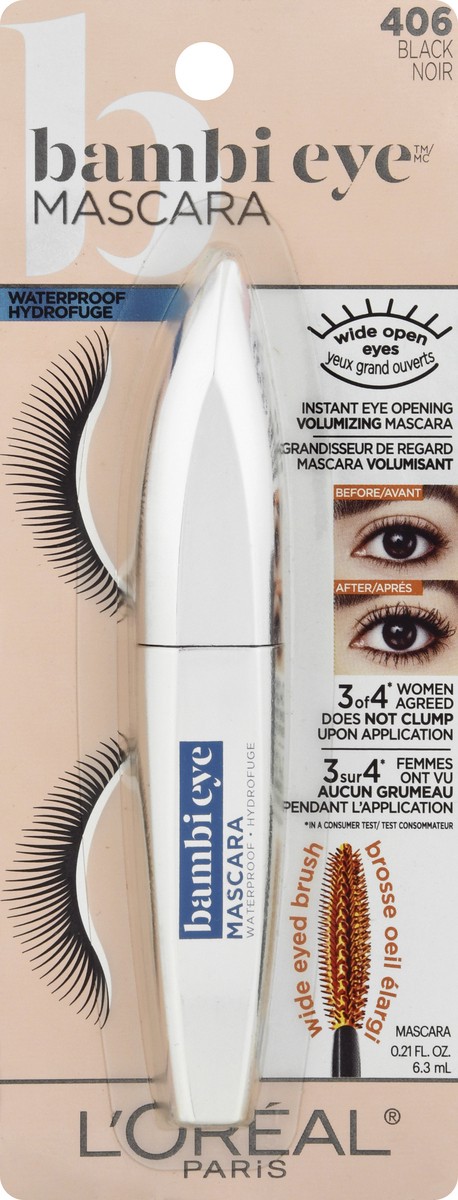 slide 6 of 9, L'Oréal L'Oreal Paris Bambi Eye Waterproof Mascara Lasting Volume Black - 0.21 fl oz, 0.21 fl oz