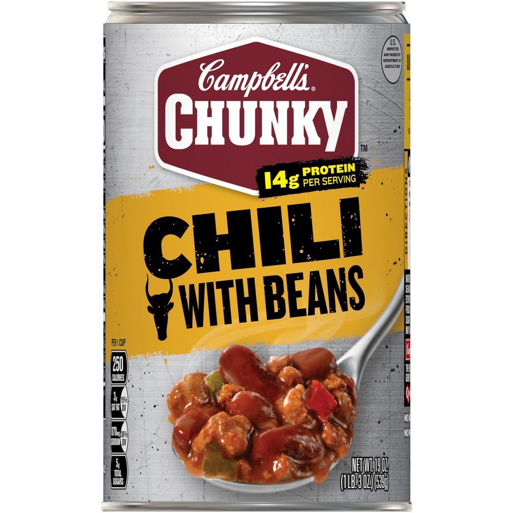 slide 63 of 80, Campbell's ChunkyTM Chili with Beans, 19 oz Can, 19 oz