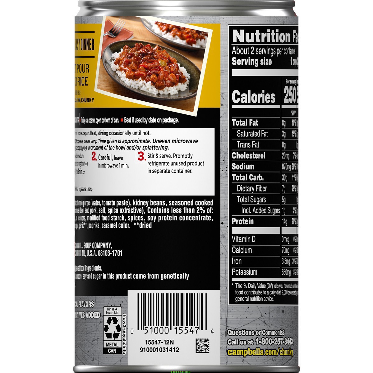 slide 56 of 80, Campbell's ChunkyTM Chili with Beans, 19 oz Can, 19 oz