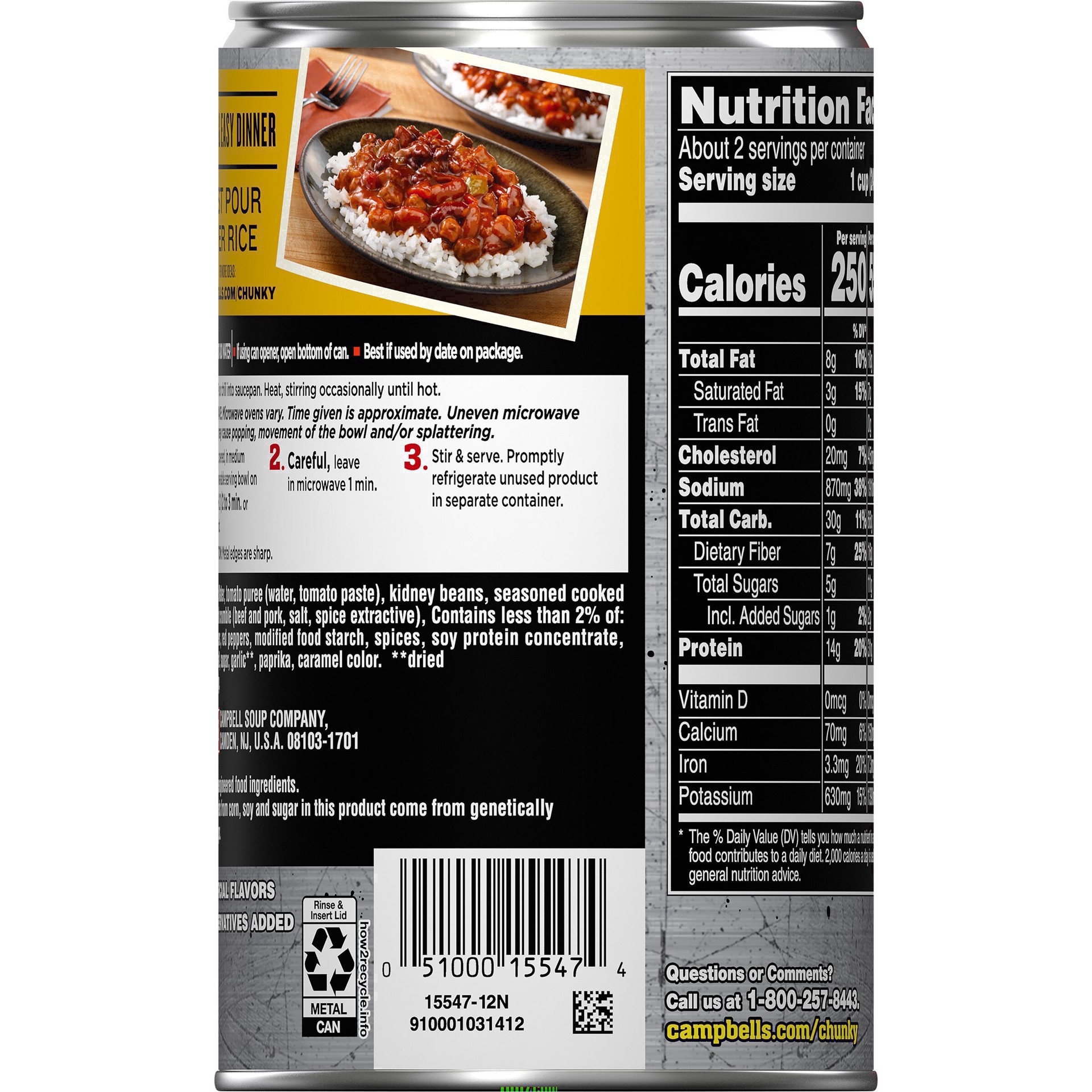 slide 8 of 80, Campbell's ChunkyTM Chili with Beans, 19 oz Can, 19 oz