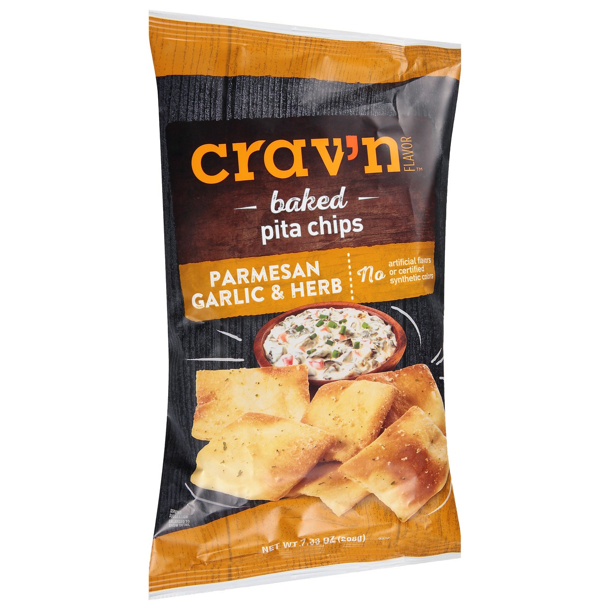 slide 4 of 9, Crav'n Flavor Parmesan Garlic & Herb Baked Pita Chips 7.33 oz, 7.33 oz