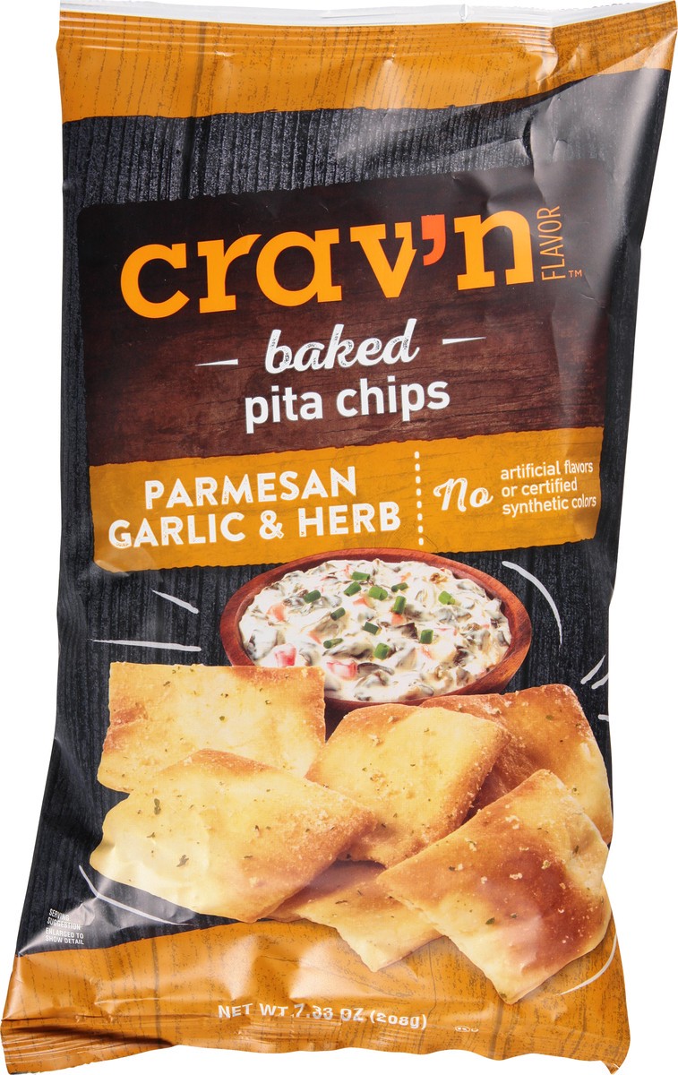 slide 1 of 9, Crav'n Flavor Parmesan Garlic & Herb Baked Pita Chips 7.33 oz, 7.33 oz