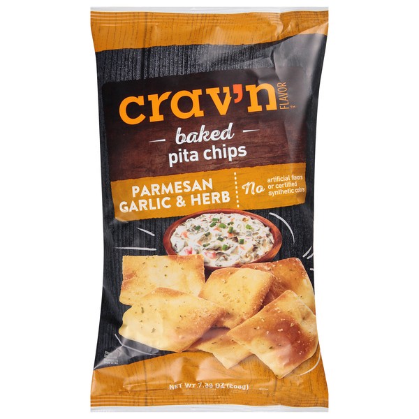 slide 1 of 2, Crav'n Flavor Parmesan Garlic & Herb Baked Pita Chips 7.33 oz, 7.33 oz