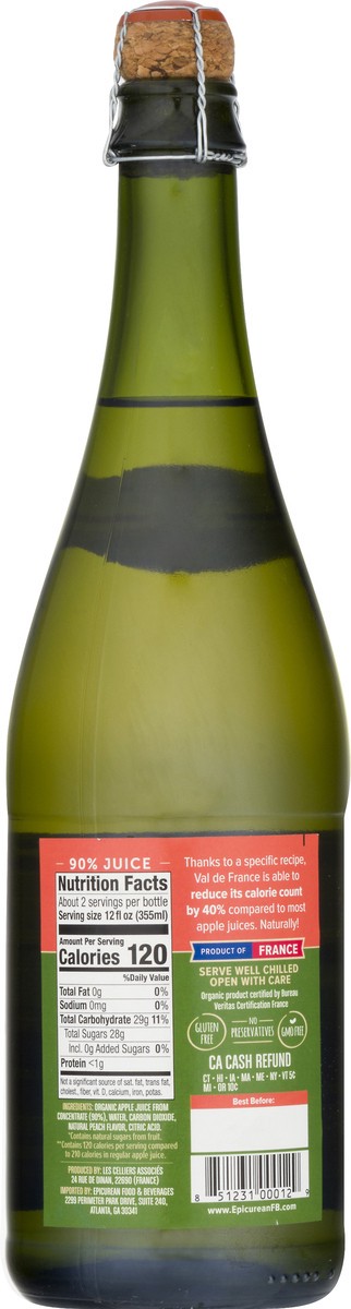 slide 9 of 10, Val de France Organic Sparkling Peach Juice, 1 ct